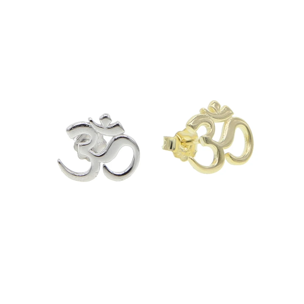 Серьги гвоздики из серебра 100% пробы с индийским символом|earrings earring|stud earringsstud earrings
