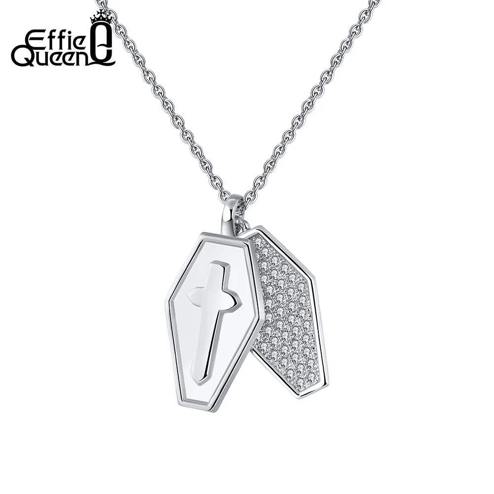 Женское винтажное ожерелье Effie Queen серебряного цвета с двойной подвеской в форме