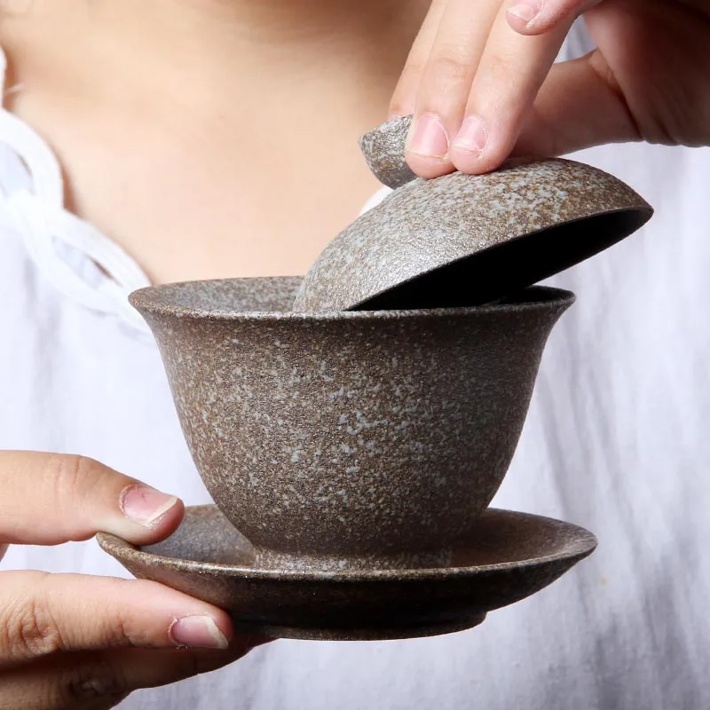 210 мл черный дзен японский стиль керамическая грубая керамика Gaiwan чайный набор