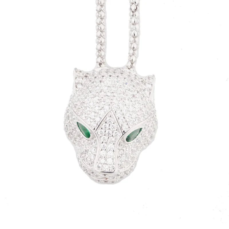 

High End Luxurious Leopard Head Fashion Jewelry Green Cubic Zircon Necklace Pendant Set Neck Fully jewelled Jewel 3 Color