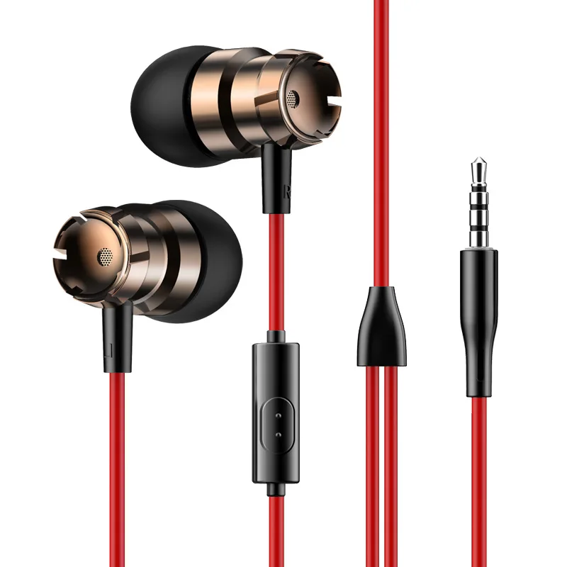 

Universal 3.5 mm plug with Wired Metal In-Ear Headphones Subwoofer with microphone Line Control earphones for phone MP3 Computer