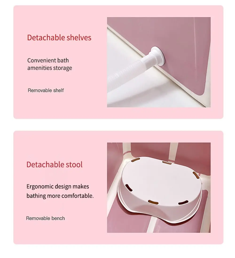 

Adult Bathtub Portable with Adult Shower Seat Collapsible Bathtub Baby Swimming Bath Household Large Tub Folding Shower Tray