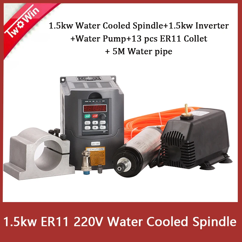Двигатель шпинделя 1 5 кВт шпиндель с водяным охлаждением VFD зажим 65 мм водяной
