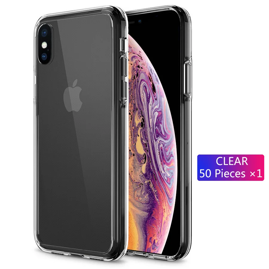 Прозрачный 50 шт. для iphone 11 Pro Xs Max Прозрачный чехол для Apple iphone X Xr 8 7 6 Plus жесткий защитный чехол - Цвет: Прозрачный