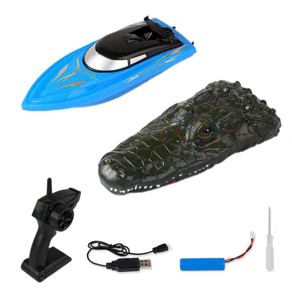 

2.4G RC Crocodile Electric RC Boat Gag Funny Toy High-speed Waterproof Remote Control Watercraft Toy for Summer Water Funny