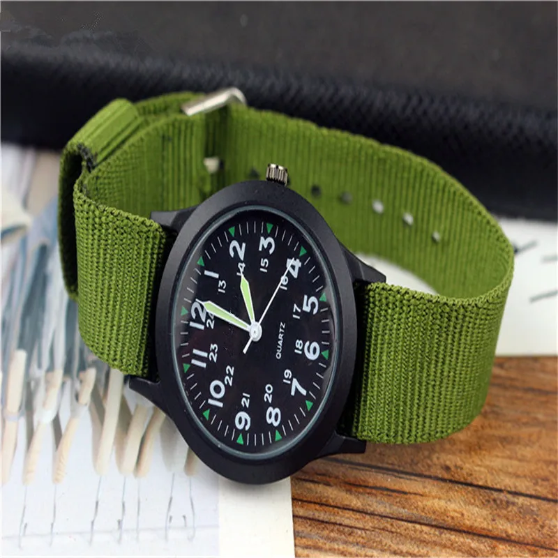green-black Известный бренд для мужчин, детей, мальчиков и девочек, модные крутые кварцевые часы, студенческие холщовые электронные наручные часы - Цвет: green-black