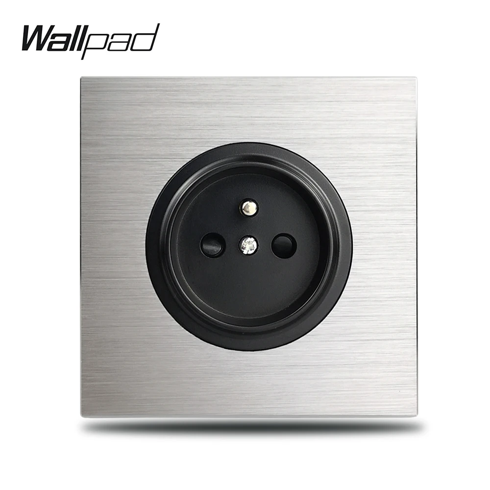 Wallpad серая L6 Одиночная 16A французская настенная электрическая розетка серебряная