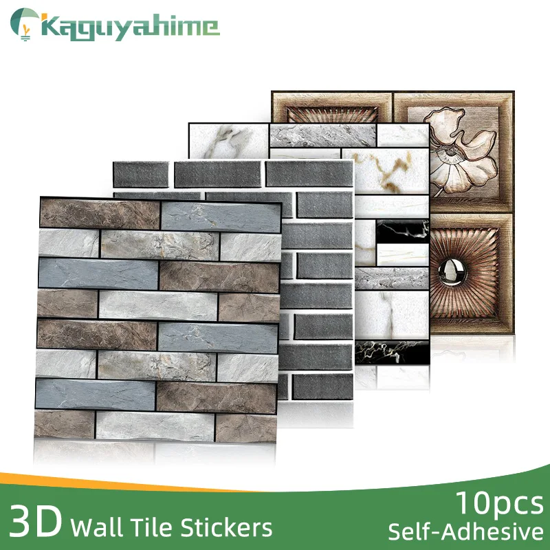 Самоклеящиеся 3D обои Kaguyahime 10 шт./лот настенные Стикеры с рисунком камня кирпича