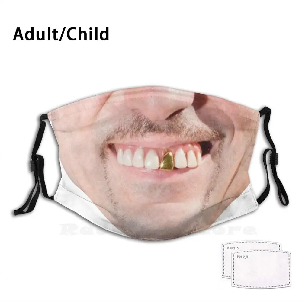 

Goldtoothredneck Print Washable Filter Anti Dust Mouth Mask Gold Tooth Redneck Grin