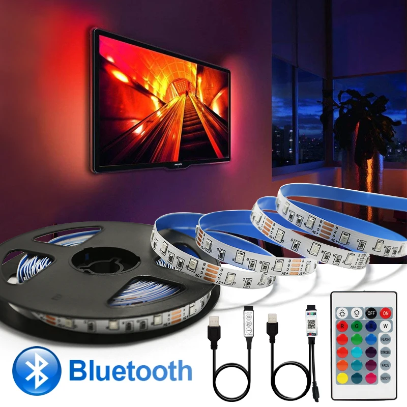

LED Strip Lights 5V Bluetooth USB Neon 3Key IR Control Led Lights for Room PC TV Backlight RGB 2835 Flexible Ribbon Tape Diode