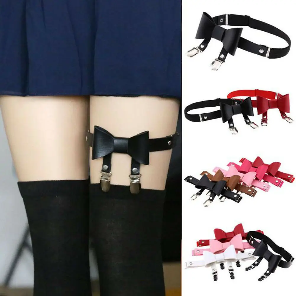 

6 Colors Sexy Women Elastic Garter Belt Harness Punk Gothic Leather Heart Leg Ring Suspenders