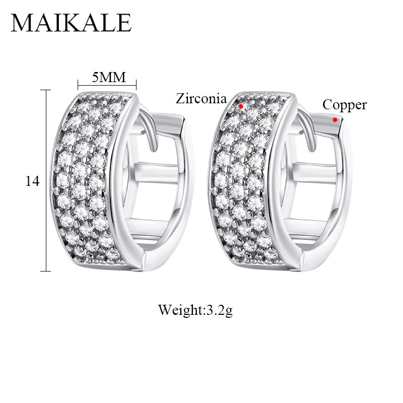 MAIKALE, новые модные маленькие круглые серьги-гвоздики, покрытые цирконием, позолоченные, серебряные, круглые очаровательные серьги для женщин, ювелирное изделие, подарок