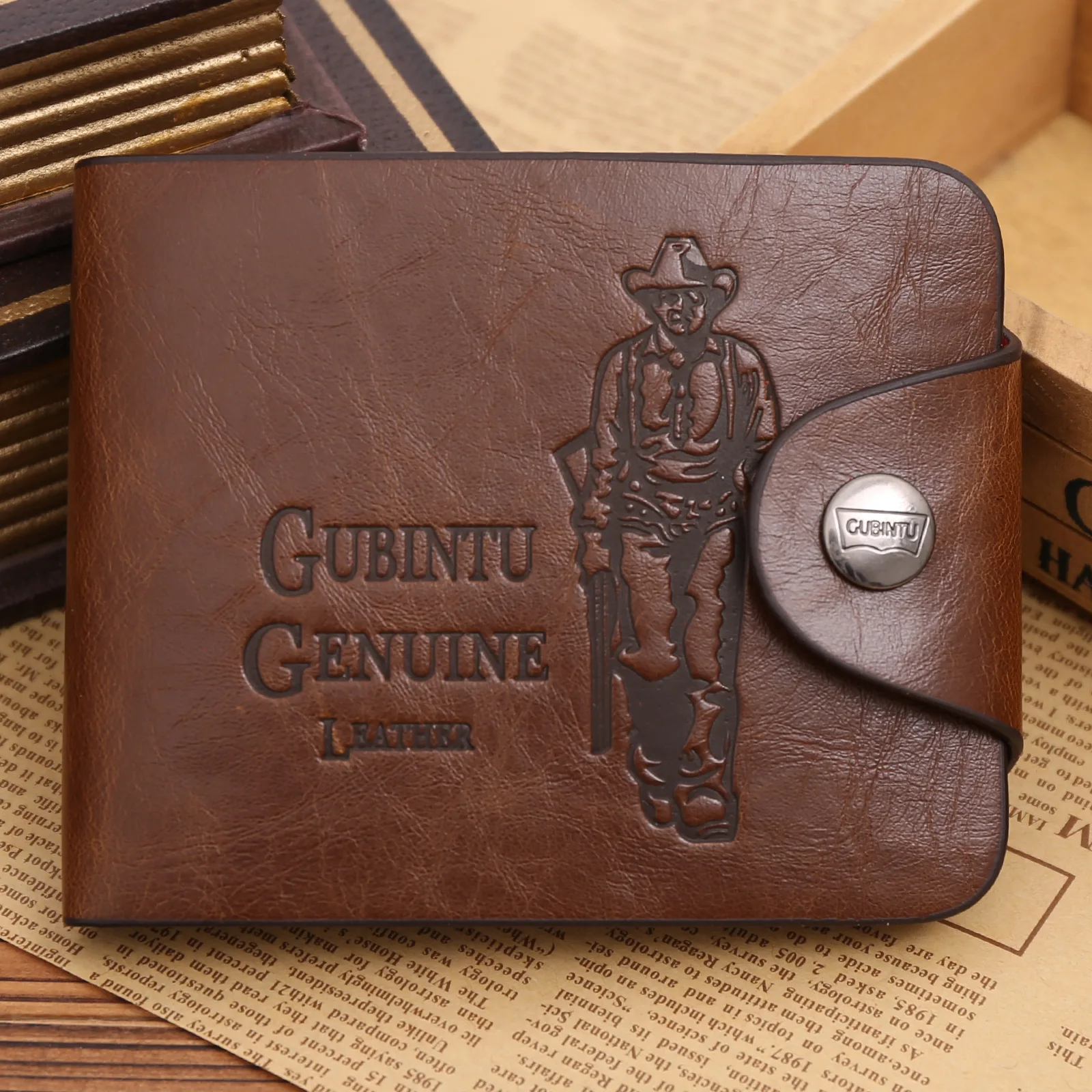 Classic Vintage Retro Male Hasp Hunter Brown Leather Wallet Purse Card Holder Clutch for Men|Мужские кошельки| |
