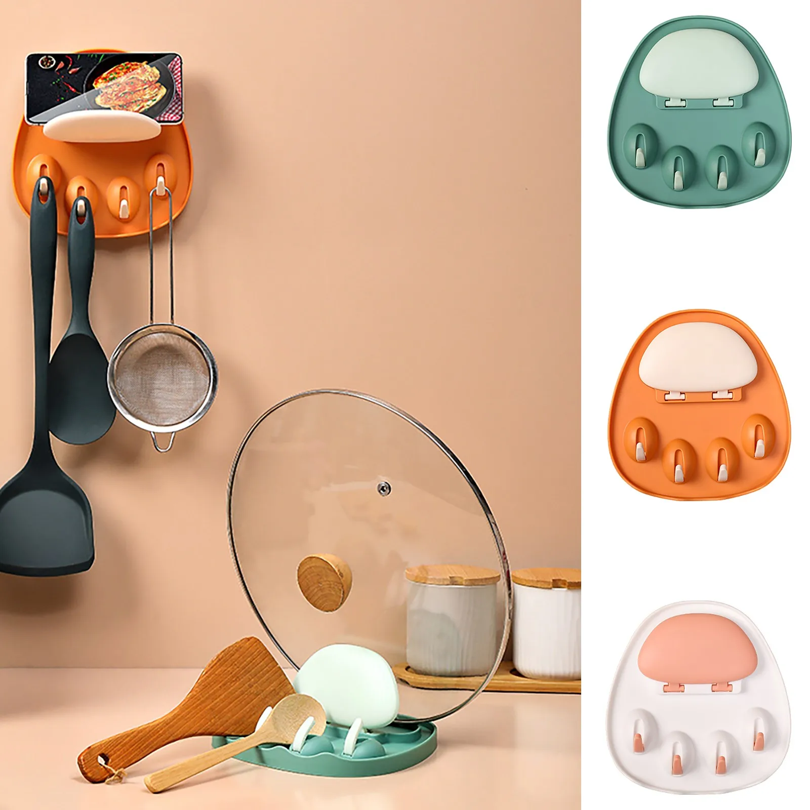 

Самоклеящаяся кухонная вешалка с кошачьими крапанами без отверстий, пластиковые съемные кухонные стеллажи для хранения, кухонные принадле...