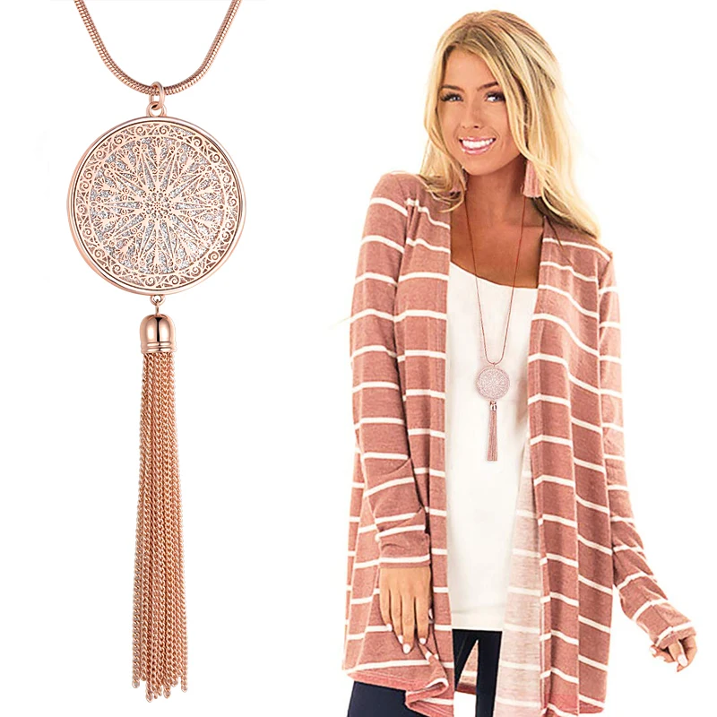 Женское длинное ожерелье ZOSHI цепочка золотого цвета с подвеской-кисточкой для