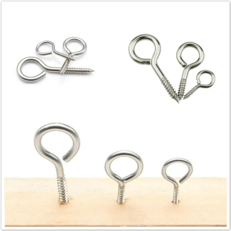 

200PCS 4x8mm eye bolt hook 304 stainless steel eye ring DIY rope accessories wood screw jewelry accessories