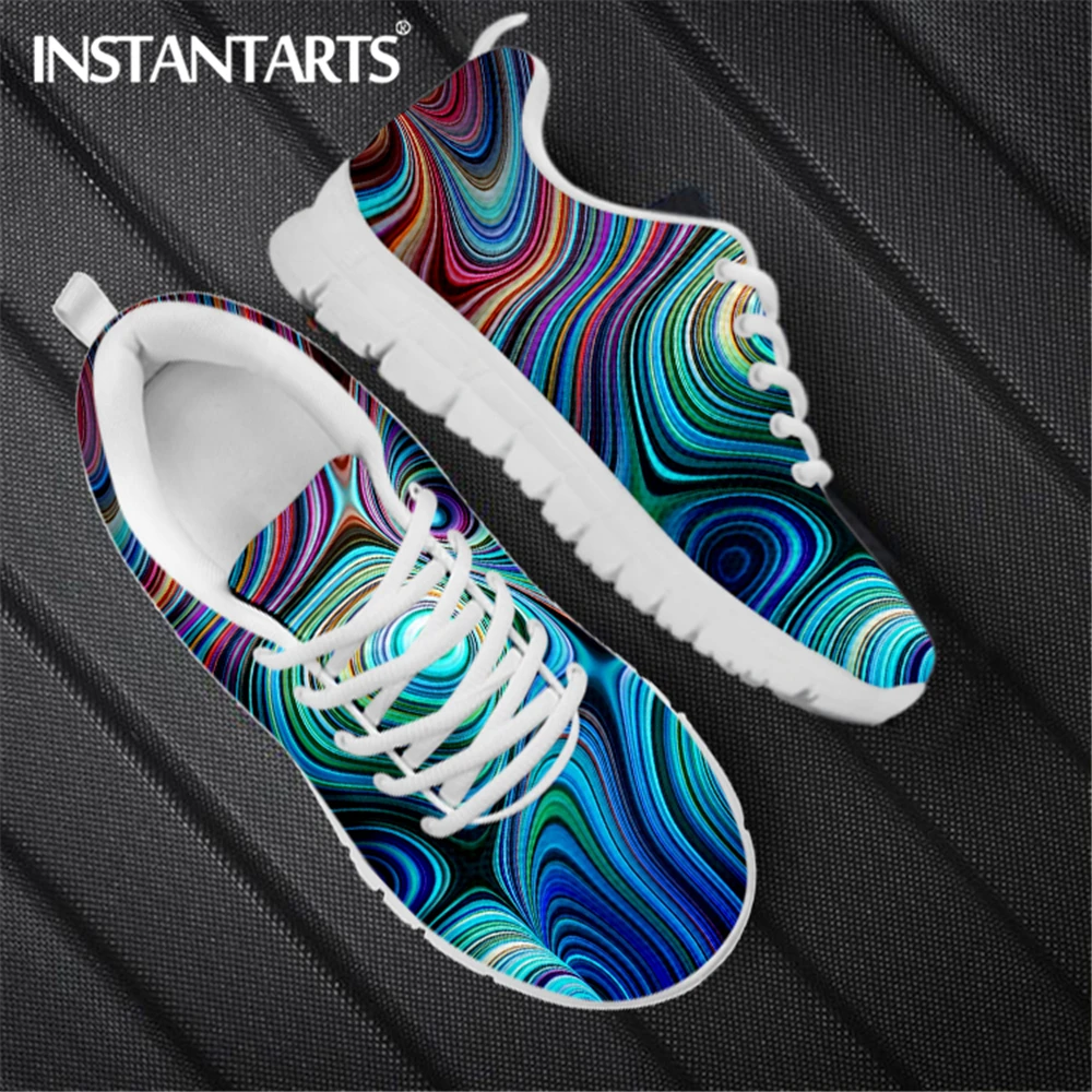 

INSTANTARTS мрамор трипси-психоделический жидкого печати женские повседневные тапки легкая женская обувь; Обувь без застежки, на плоской подошв...