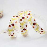 little daisyladybug printed yellow grosgrain ribbon 9 75mm diy handmade materials christmas wedding gift wrap tape ribbons