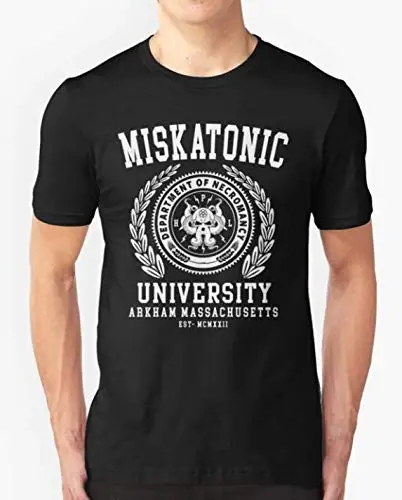 CTHULU и LOVECRAFT-MISKATONIC Университет 100% хлопок унисекс для мужчин женщин футболка -