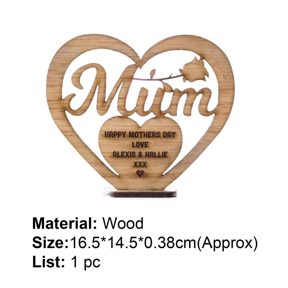 

Heart Shaped Ornaments Creative Exquisite Wood Mother's Day Craft Ornaments Tasteless and Light Durable for Home