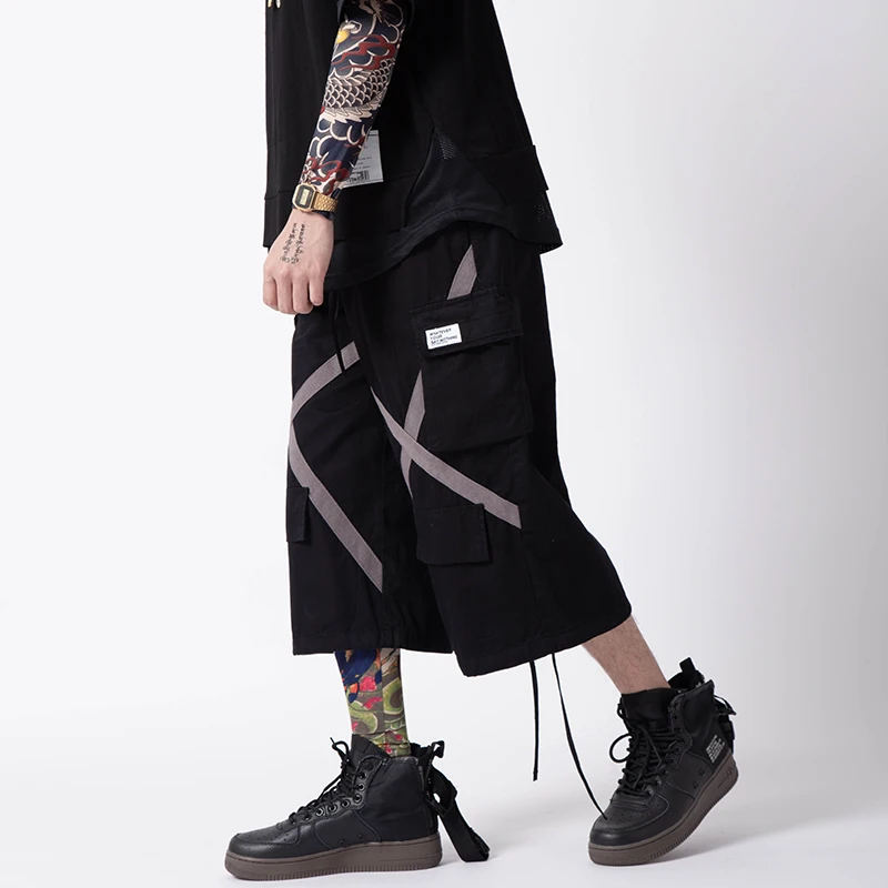 свободные-повязка на голень-длина брюки-карго Для мужчин лето Хип-Хоп Уличная