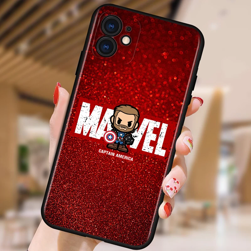 

Marvel hero logo Shockproof Cover for iPhone 5 5S 6 7 8 X XR XS 11 SE 12 2020 mini Plus Pro MAX TPU Black Soft Cover