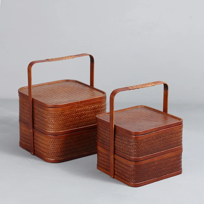 Японская бамбуковая плетеная корзина для еды контейнер чая вещи закусок