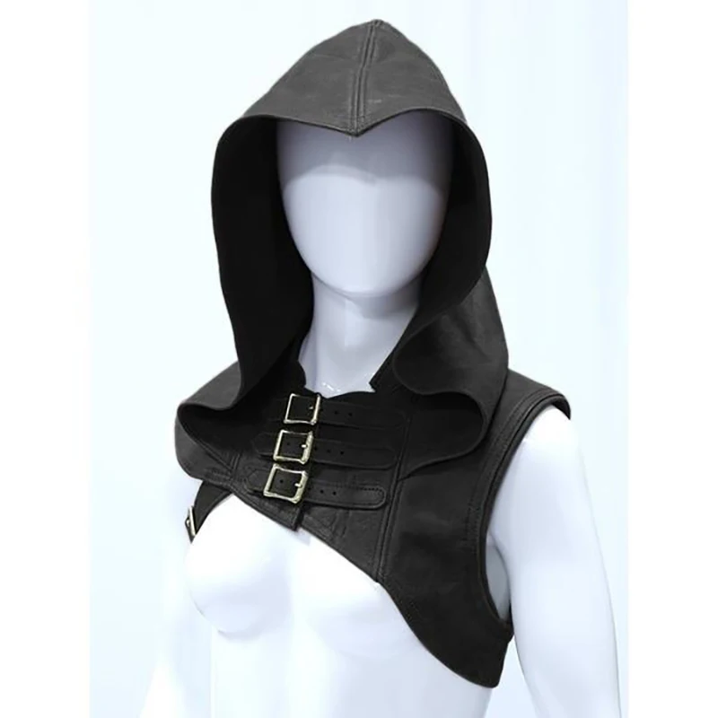 

Medieval man costumes accessories viking warrior aristocrat cavalier knight Leather shawl cape renaissance man cosplay hat
