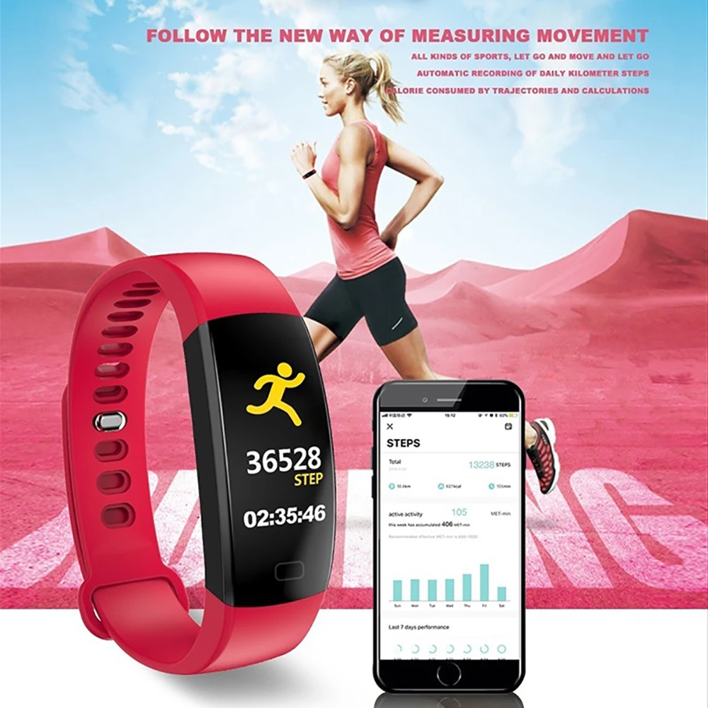 Smart Bracelet IP68 Waterproof Heart Rate Tracker Fitness Colorful Screen Blood Pressure Oxygen Monitor Wristband | Электроника