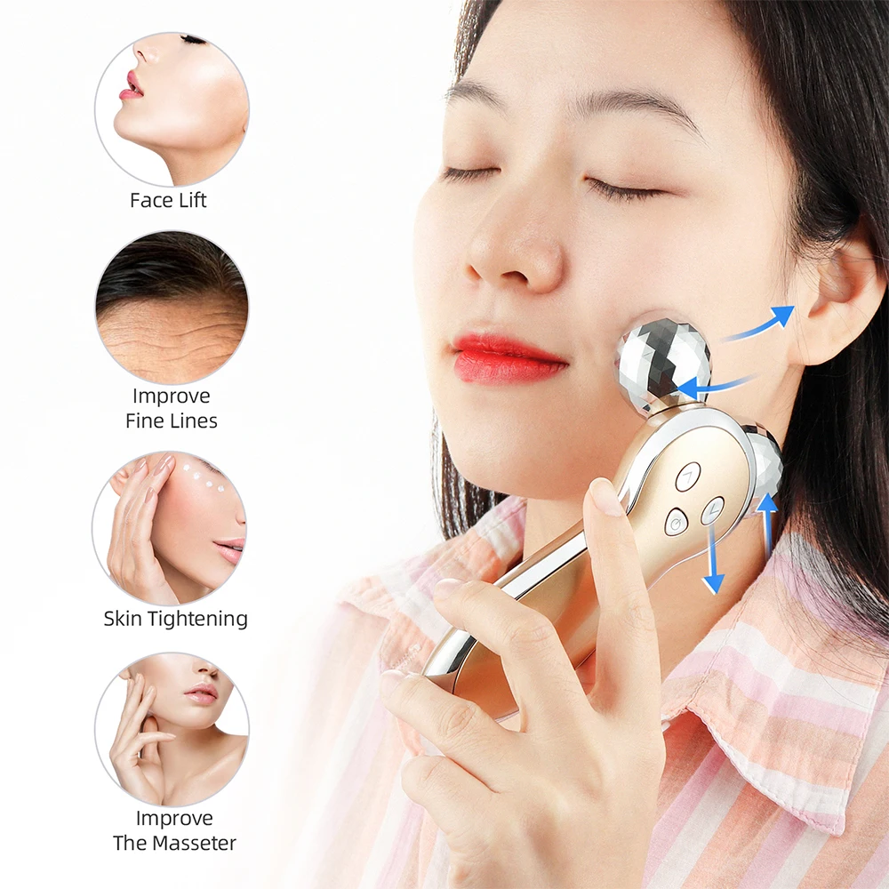 

3D Roller Face Massager Y-Shape Massage 360 Rotate MicroCurrent Skin Lifting Slimming Wrinkle Remover Machine Massager for Face