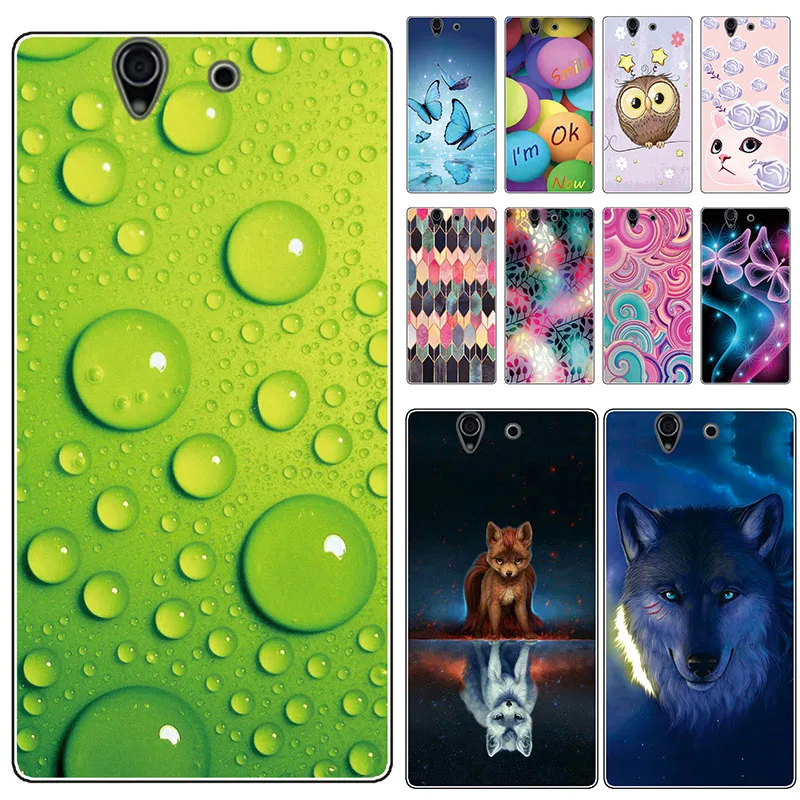 

Soft Phone Case for Sony Xperia Z L36H L36I C6603 C6602 Cases Panda Funda Colorful Flower Silicone TPU Back Cover Shell