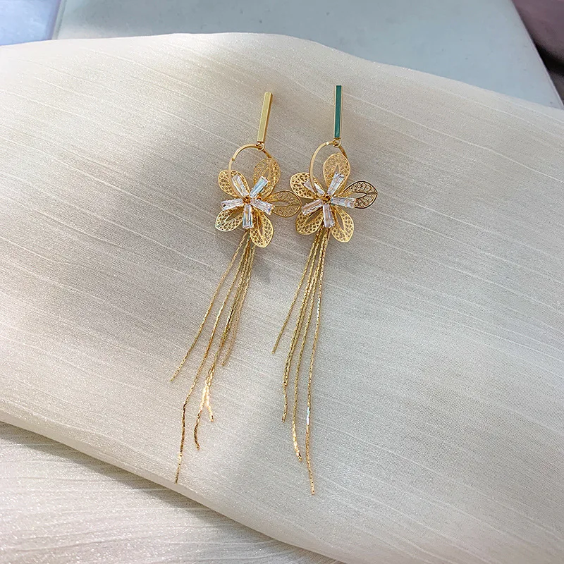 Оригинальные новые металлические полые хрустальные цветы корейские висячие