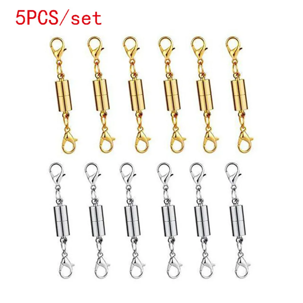 

5 Pcs Locking Magnetic Clasps For Necklace Gold Silver Plated Tube Lock Connectors For Bracelet Necklace Diy Jewelry Accessories