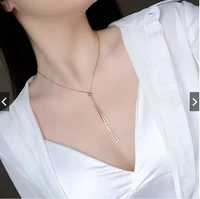 simple geometric adjustable clavicle chain necklace lady charm fashion square triangle set female retro jewelry gift