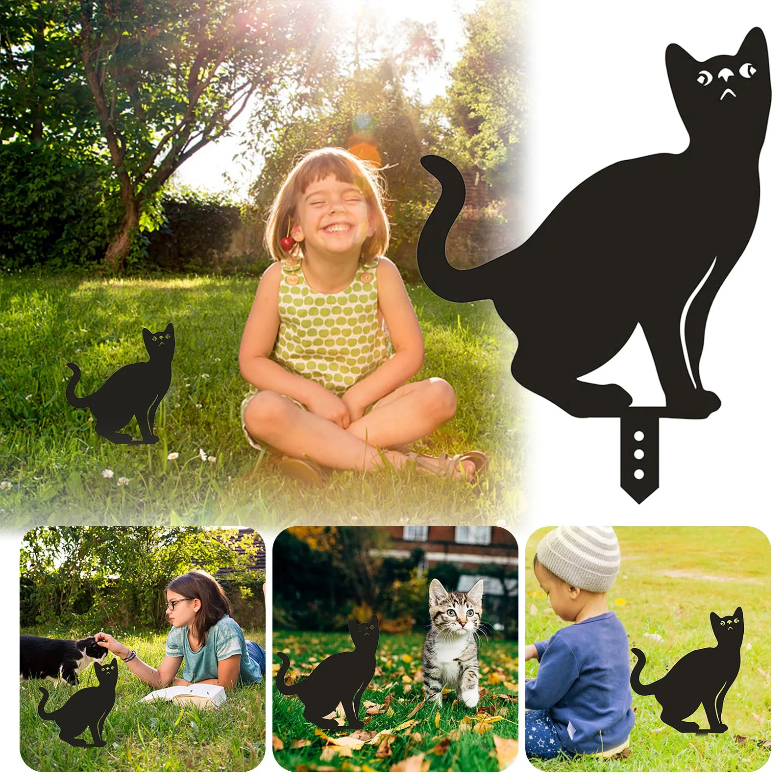 

Yard Art Cat Garden Inserts Acrylic Animal Hollow Inserts Yard Decoration Cats in the ground to decorate the garden decoration