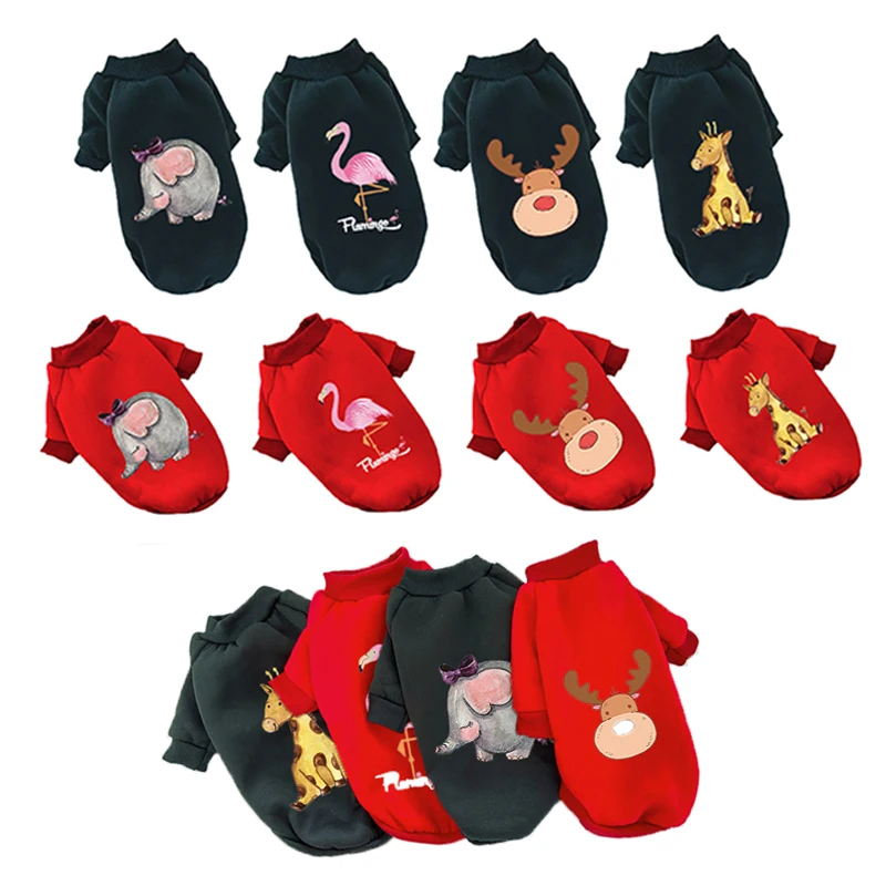 Одежда для домашних животных Зимняя Теплая Флисовая одежда собак с принтом Милый