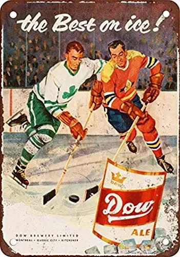 Houseuse 1957 Dow Эль и хоккей, винтажная репродукция внешнего вида, металлический жестяной знак, 8x12 дюймов