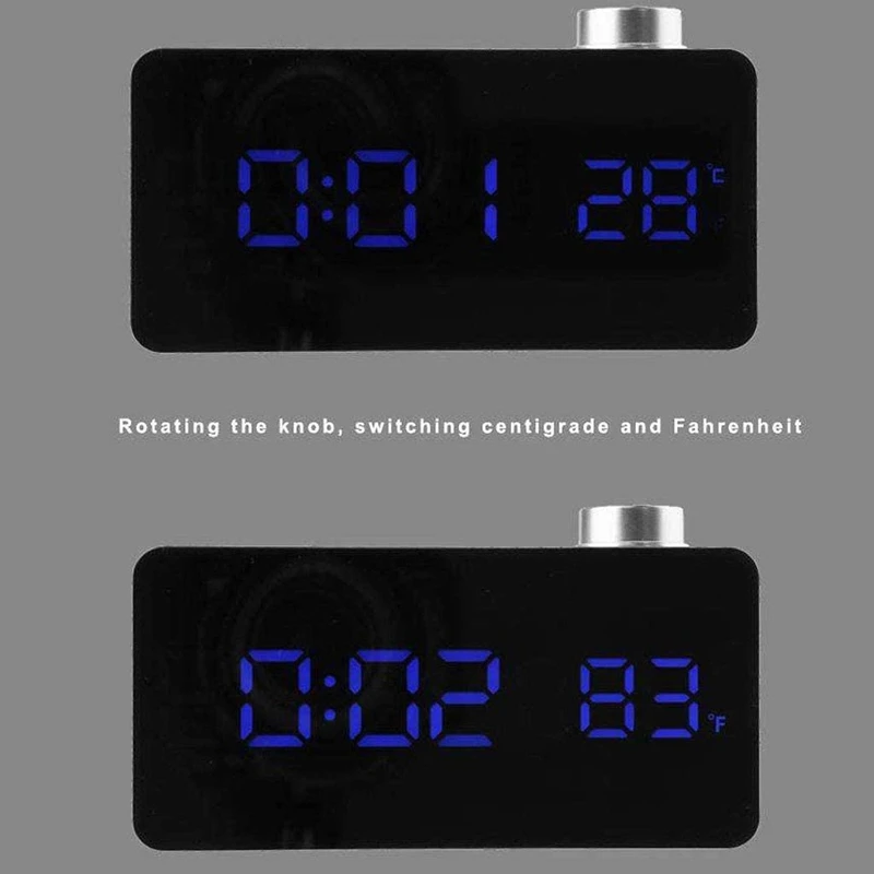 

Digital Alarm Clock USB Battery Electric LED Clocks 12/24H with Mirror TimeTemperature Snooze for Bedrooms Bedside