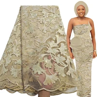 bestway new african lace fabric 5 yards 2021 beaded velvet sequin embroidery french tulle net lace nigerian party dress material