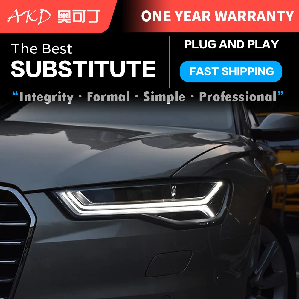 АКД автомобильного тюнинга светодиодные фары для Audi A6 2012 2017 DRL Противотуманные