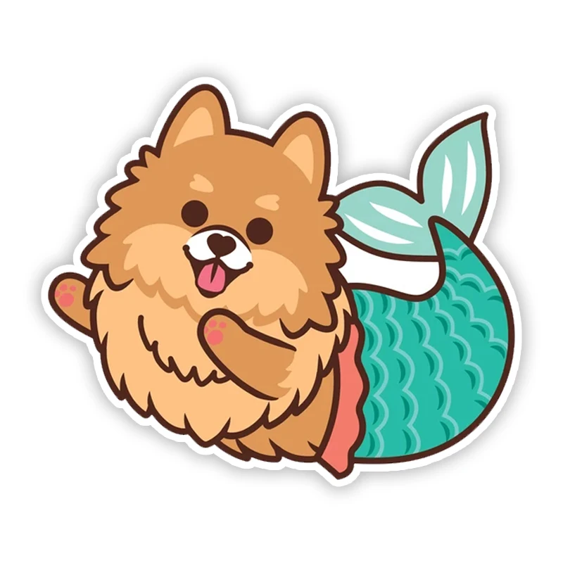 

A0160# 13 cm/17 cm Self-adhesive Decal POMERANIAN MERMAID Car Sticker Waterproof Auto Decors on Bumper Rear Window Laptop