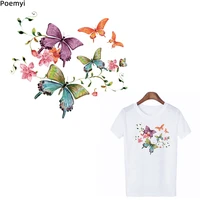 colorful butterfly iron on clothing thermoadhesive patches heat transfer accessories patch cute t shirt thermo stickers applique