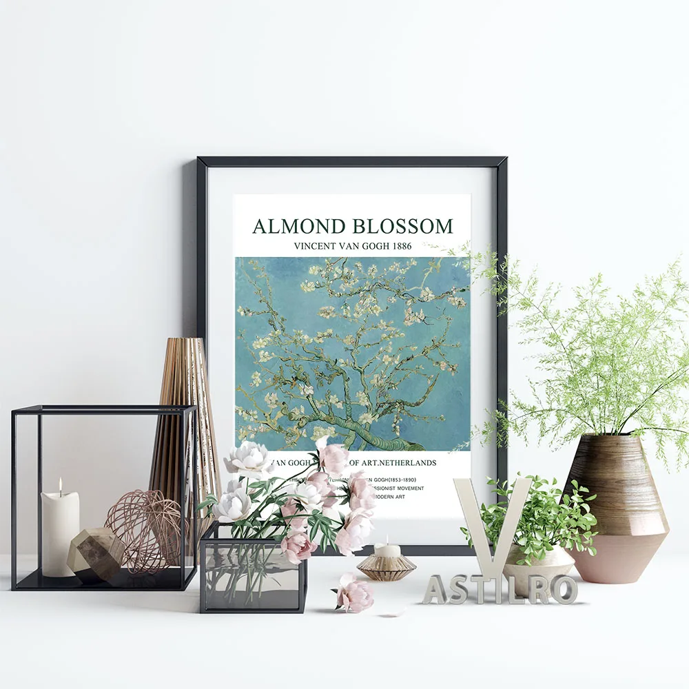 

Vincent Van Gogh Exhibition Museum Retro Poster Almond Blossom Vintage Art Prints Canvas Painting Housewarming Gift Home Decor