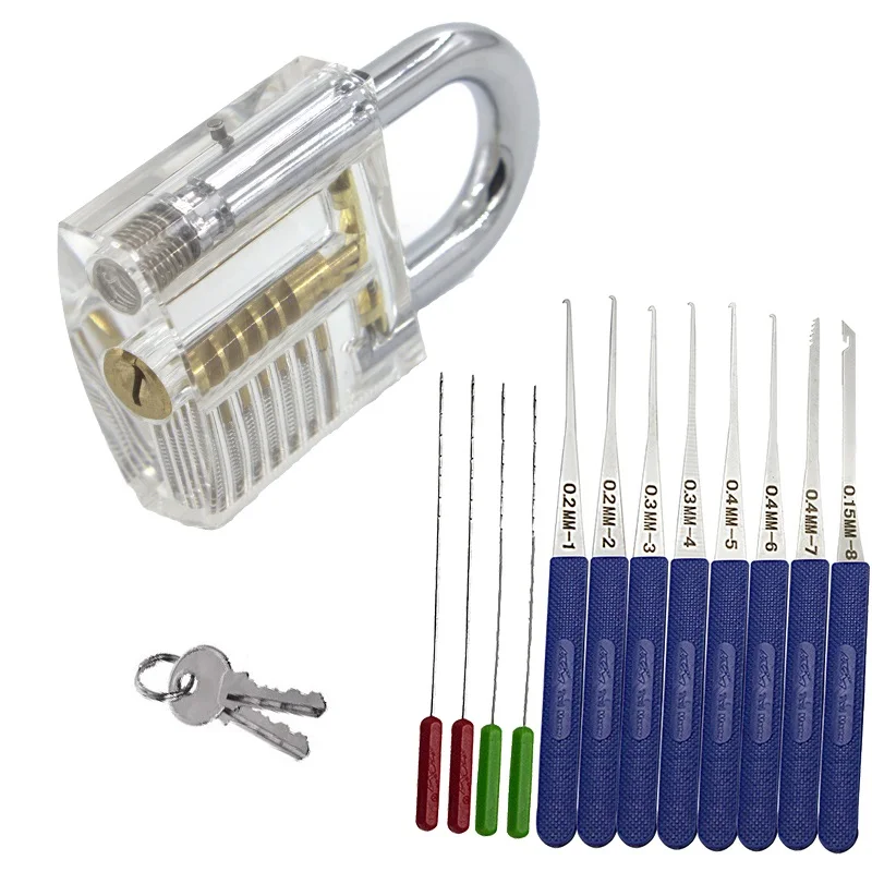 White lock with Tool Liushi 12 шт. набор замков, набор слесарных ручных инструментов, Инструмент для извлечения сломанного ключа, инструменты для удаления крючка, сделай сам с практичным прозрачным замком - Цвет: White lock with Tool