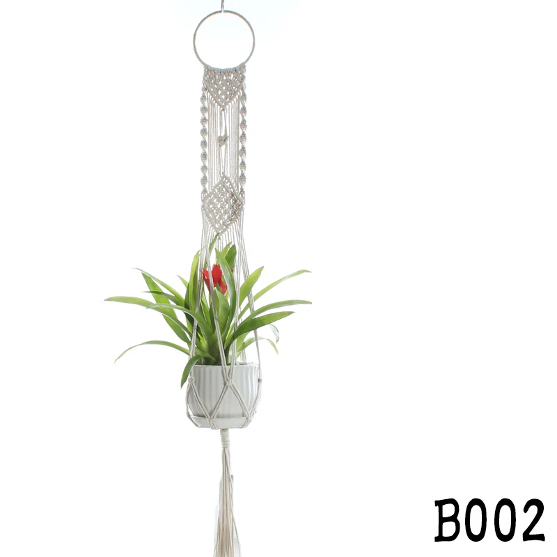 Подвесная корзина для растений ручной работы в макраме хлопковая веревка с