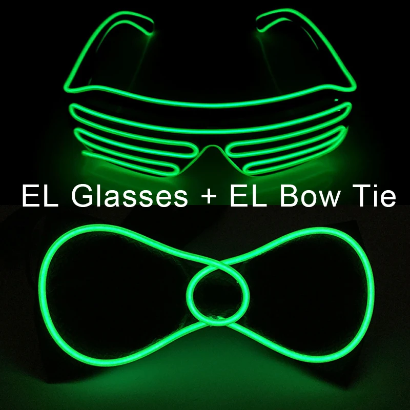 

Светящиеся очки из электролюминесцентного провода, праздничное освещение, товары вечерние, светящийся светодиодный галстук-бабочка для Хэ...