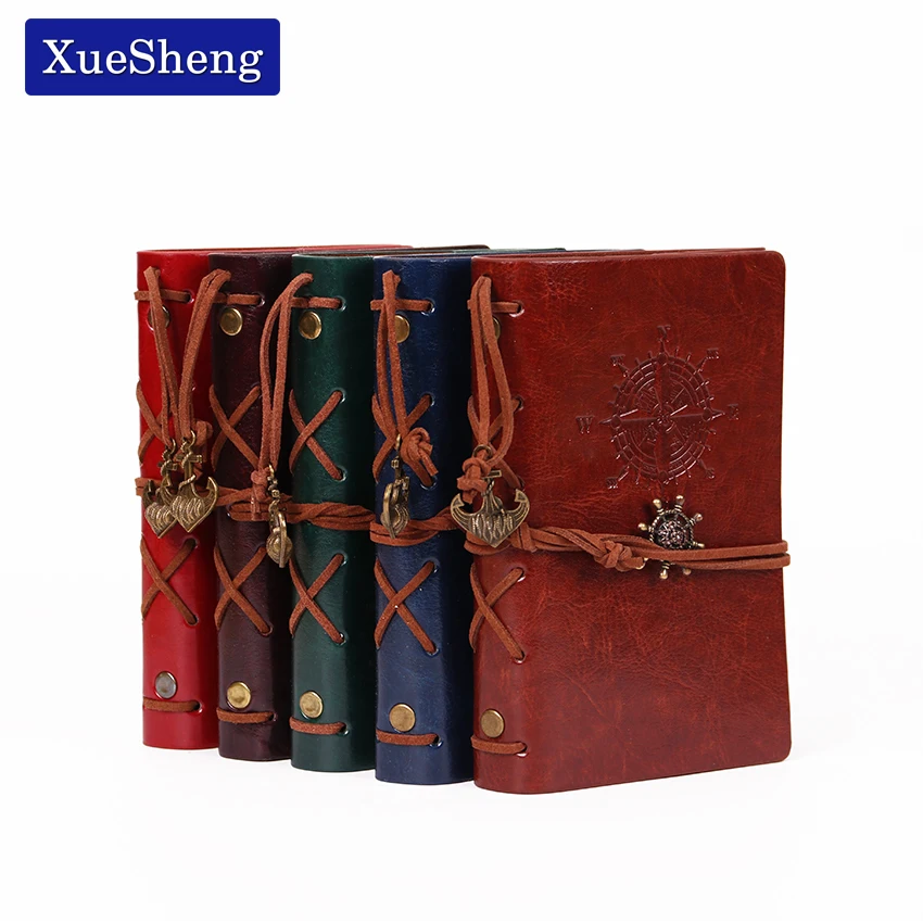 

1PC Spiral NoteBook Diary Book Vintage Pirate Anchors PU Leather Note Book Replaceable Xmas Gift Traveler Journal