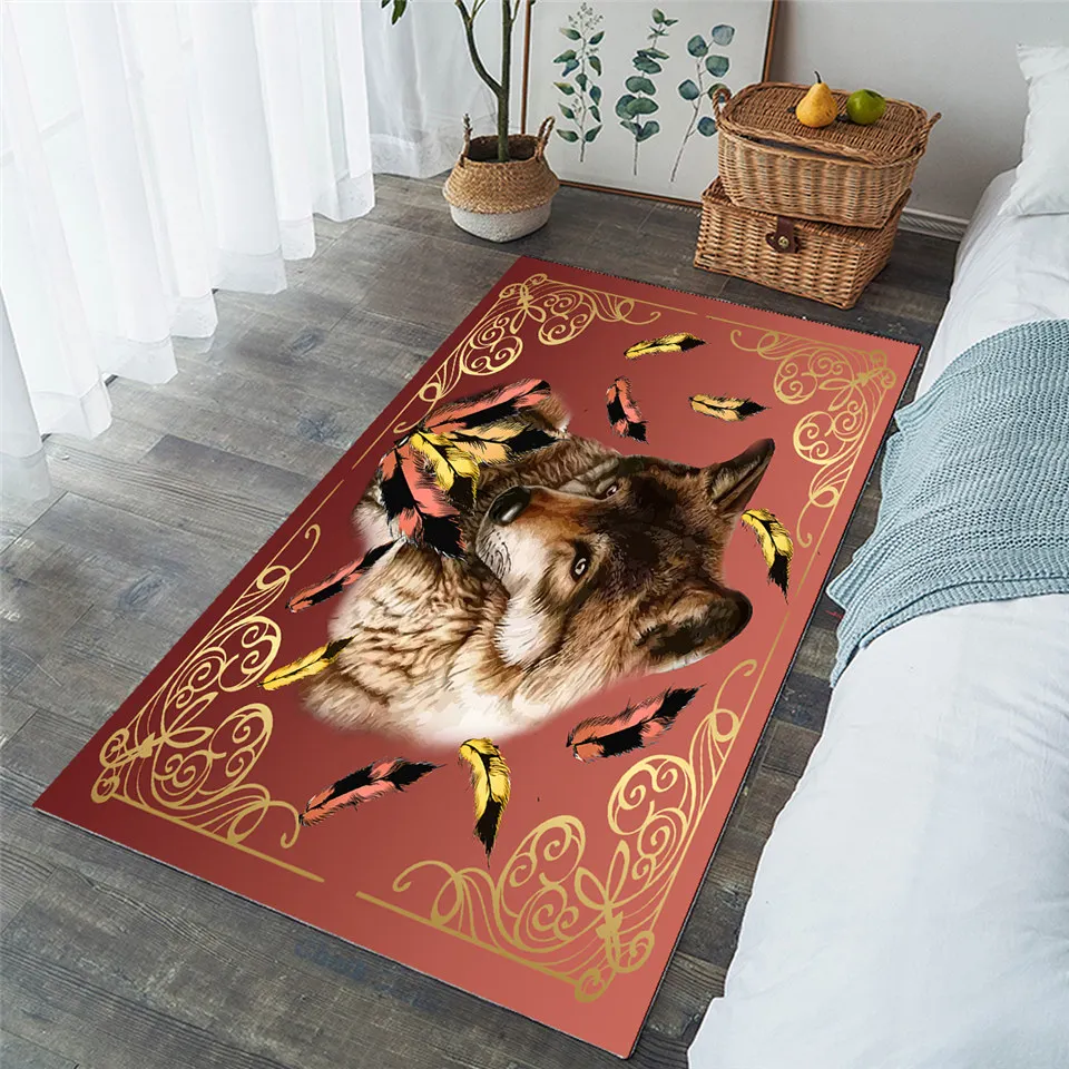 Royal Wolf Feather by Ismot Esha Large Carpets for Living Room Rug Tribal Brown Non-slip Floor Mat 152x244cm Wholesale | Дом и сад