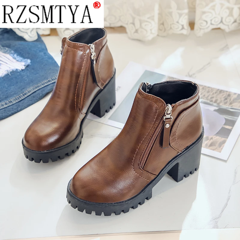 

2021 Women's Ankle Boots Warm Winter Boots for Women Anti Slip Waterproof Chunky Heel Snow Boots