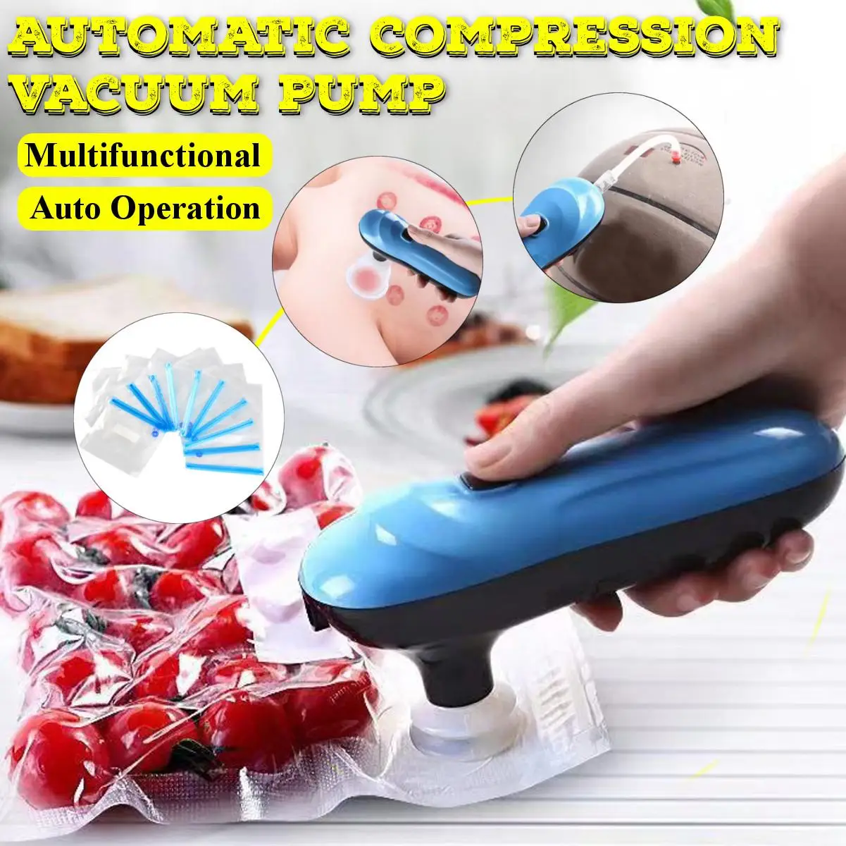 

USB Rechargeable Portable Household Automatic Vacuum Sealer Pump Machine Electric Air Vacuum Pump For Food Vegetable Fruit